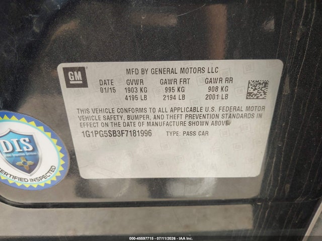 Chevrolet CRUZE LTZ 2015 1G1PG5SB3F7181996 Image 9