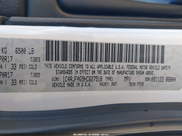 1C4RJFAG9HC627518 Jeep Grand Cherokee Laredo