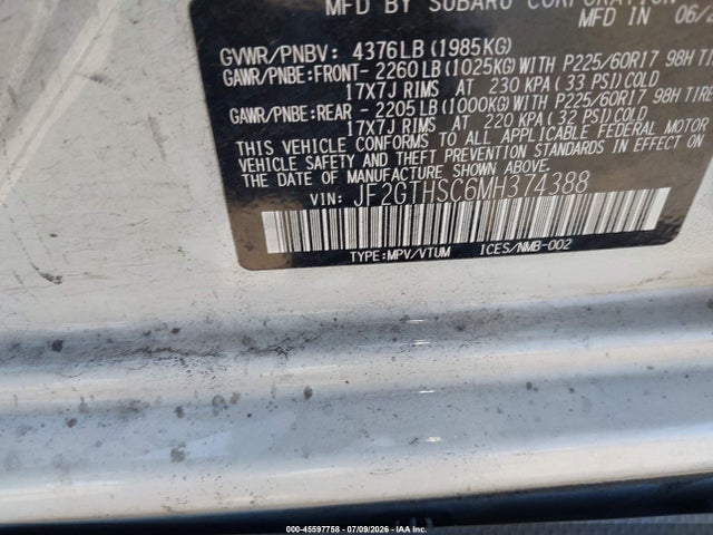 JF2GTHSC6MH374388 Subaru Crosstrek Sport