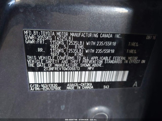 Toyota RAV4 SE 2016 2T3NFREV1GW306613 Image 9