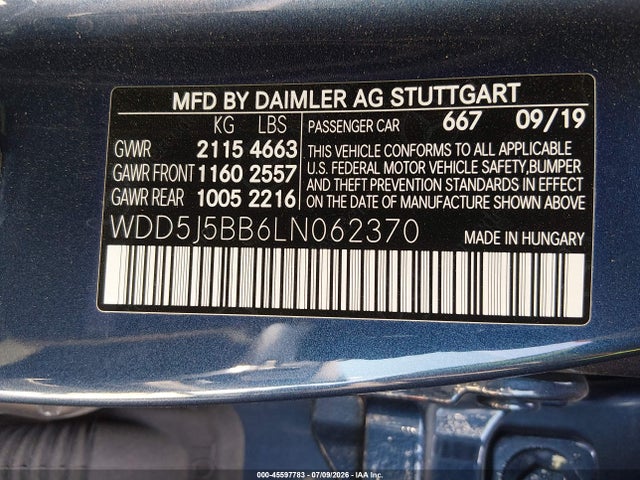 WDD5J5BB6LN062370 Mercedes-Benz Amg Cla 35 4matic