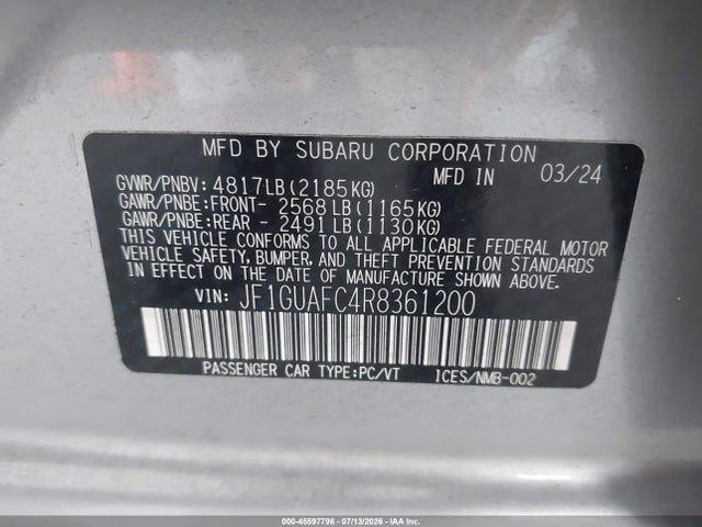 Продажа на аукционе авто 2024 Subaru Impreza Sport 5-door, vin: JF1GUAFC4R8361200, номер лота: 45597798