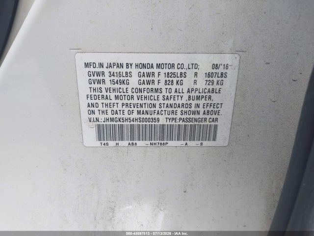 Honda FIT LX 2017 JHMGK5H54HS000359 Image 9