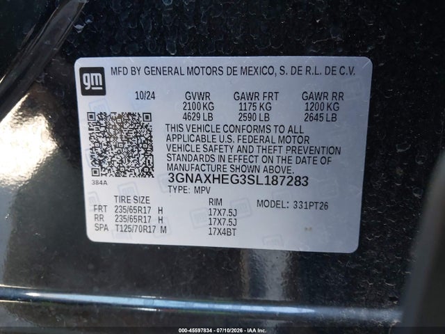 3GNAXHEG3SL187283 Chevrolet Equinox Fwd Lt