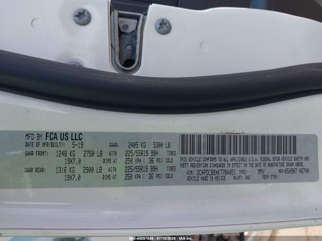 Продаж на аукціоні авто 2019 Dodge Journey Se, vin: 3C4PDCBBXKT784051, номер лоту: 45597846