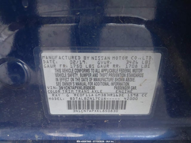 Nissan Versa 1.6 Sv 2019 3N1CN7APXKL850830 Image 9