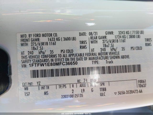 Ford F-150 Xlt 2021 1FTFW1E80MFC36650 Image 9