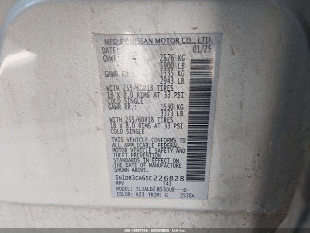 5N1DR3CA6SC226828 Nissan Pathfinder Sl Fwd