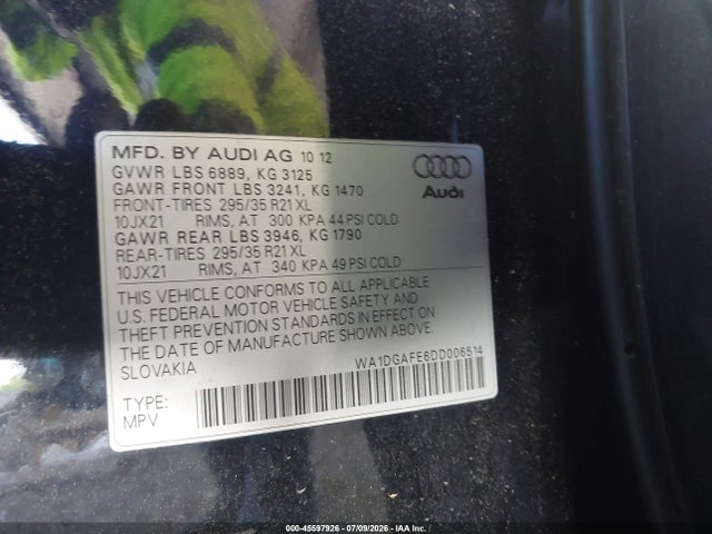 Продажа на аукционе авто 2013 Audi Q7 3.0t S Line Prestige, vin: WA1DGAFE6DD006514, номер лота: 45597926
