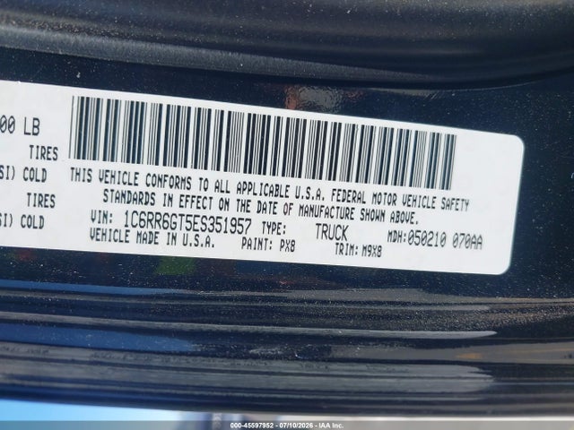 RAM 1500 Big Horn 2014 1C6RR6GT5ES351957 Image 9