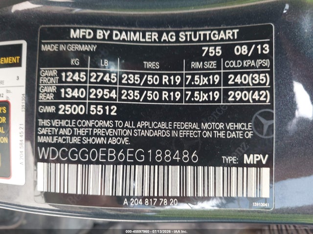 Продаж на аукціоні авто 2014 Mercedes-benz Glk 250 Bluetec 4matic, vin: WDCGG0EB6EG188486, номер лоту: 45597960