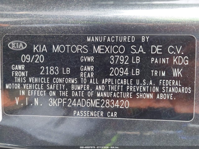 KIA Forte Lxs 2021 3KPF24AD6ME283420 Image 9
