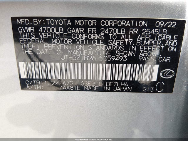 JTHGZ1B26P5059493 Lexus Is 350 F Sport