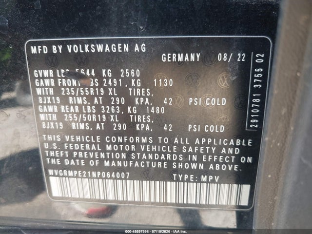 Volkswagen ID.4 PRO 2022 WVGRMPE21NP064007 Image 9