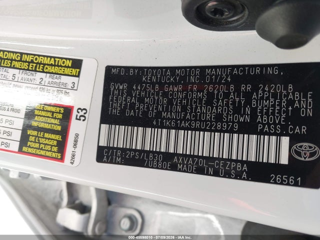 Toyota CAMRY XSE 2024 4T1K61AK9RU228979 Image 9