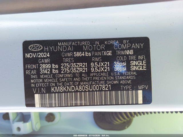 Продаж на аукціоні авто 2025 Hyundai Ioniq 5 N, vin: KM8KNDA80SU007821, номер лоту: 45598036