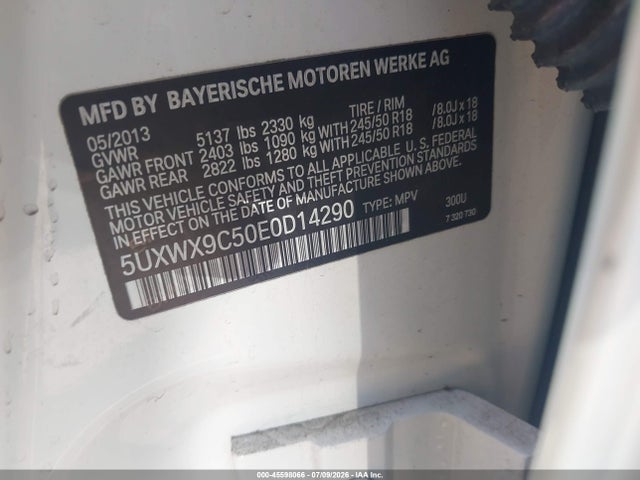 Продаж на аукціоні авто 2014 Bmw X3 Xdrive28i, vin: 5UXWX9C50E0D14290, номер лоту: 45598066