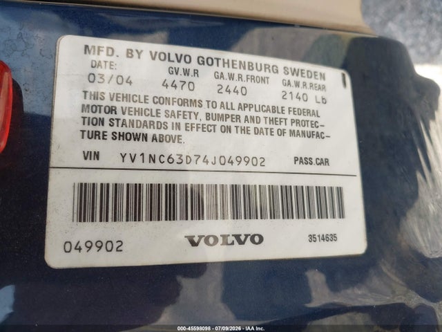 Aukcja sprzedaży 2004 Volvo C70 Lt, vin: YV1NC63D74J049902, numer aukcji: 45598098