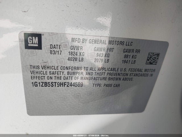 Chevrolet MALIBU LS 2017 1G1ZB5ST9HF244589 Image 9