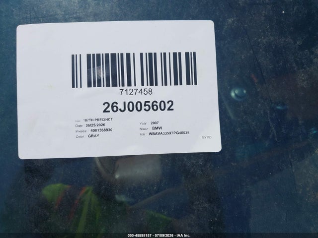 Продаж на аукціоні авто 2007 Bmw 328i, vin: WBAVA335X7PG40035, номер лоту: 45598157