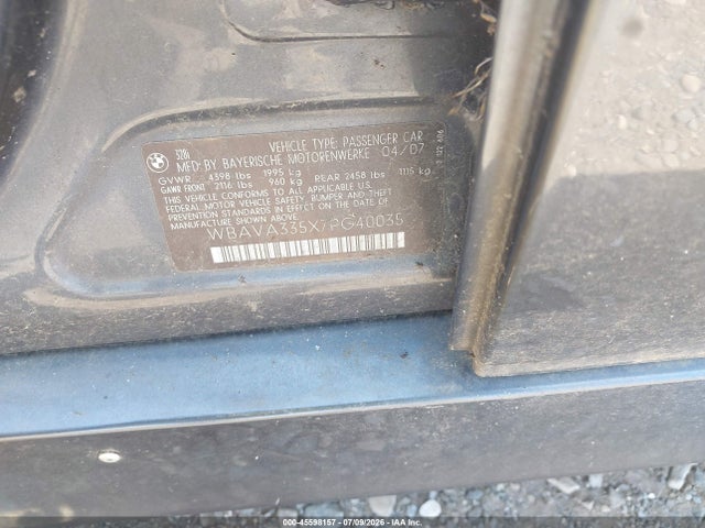 Продаж на аукціоні авто 2007 Bmw 328i, vin: WBAVA335X7PG40035, номер лоту: 45598157