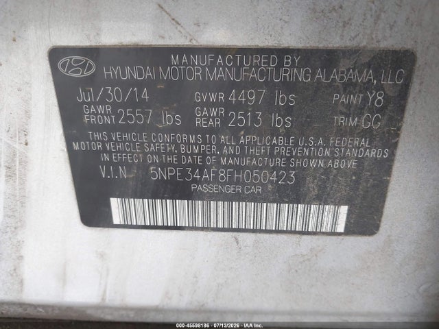 5NPE34AF8FH050423 Hyundai Sonata Sport