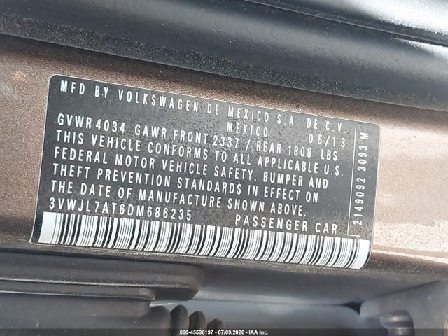 Aukcja sprzedaży 2013 Volkswagen Beetle 2.0l Tdi, vin: 3VWJL7AT6DM686235, numer aukcji: 45598197