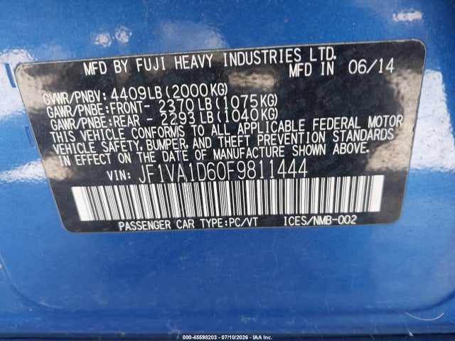 Subaru Wrx Premium 2015 JF1VA1D60F9811444 Image 9