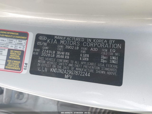 KIA Soul 2016 KNDJN2A29G7872244 Image 9