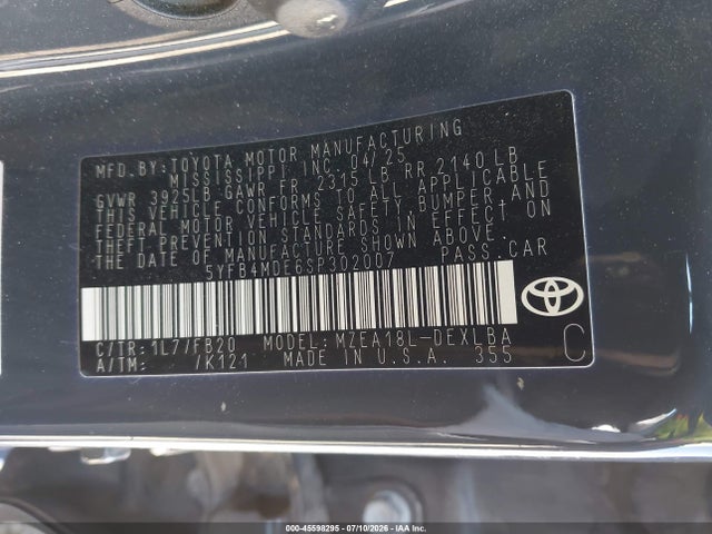 Toyota COROLLA LE 2025 5YFB4MDE6SP302007 Image 9