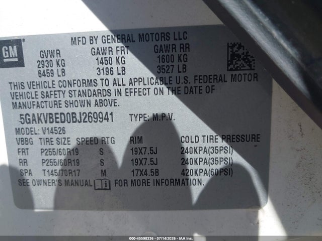 Продажа на аукционе авто 2011 Buick Enclave 1xl, vin: 5GAKVBED0BJ269941, номер лота: 45598336