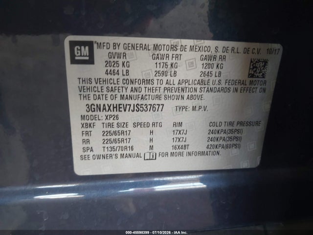 3GNAXHEV7JS537677 Chevrolet EQUINOX LS