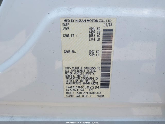 1N4AZ1CP6JC302584 Nissan Leaf Sl