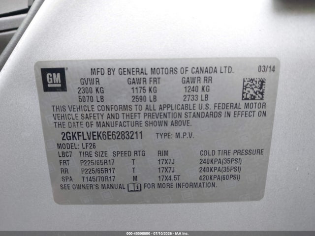 Продаж на аукціоні авто 2014 Gmc Terrain Sle-1, vin: 2GKFLVEK6E6283211, номер лоту: 45598680