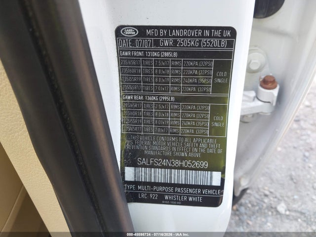 Продажа на аукционе авто 2008 Land Rover Lr2 Se, vin: SALFS24N38H052699, номер лота: 45598724