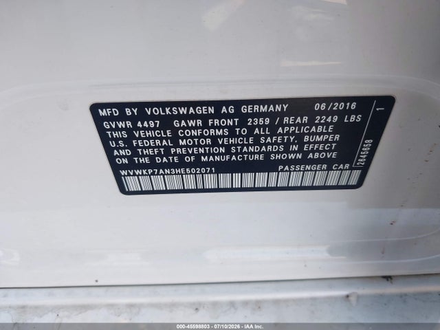 WVWKP7AN3HE502071 Volkswagen Cc 2.0t Sport