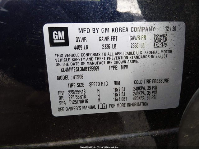 Продажа на аукционе авто 2021 Buick Encore Gx Awd Select, vin: KL4MMESL3MB125069, номер лота: 45598833