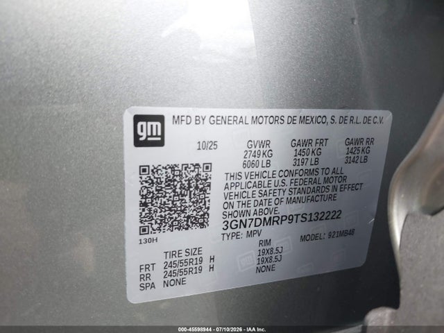 2026 Chevrolet Equinox Ev Lt 1, Fwd მანქანა იყიდება აუქციონზე, vin: 3GN7DMRP9TS132222, აუქციონის ნომერი: 45598944