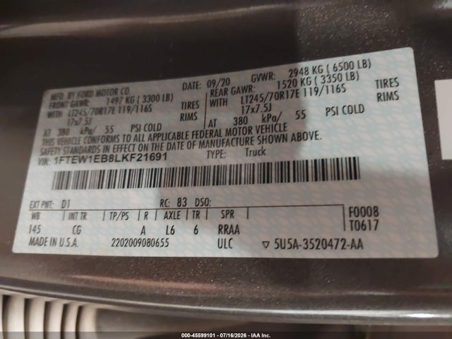 1FTEW1EB8LKF21691 Ford F-150 Xl