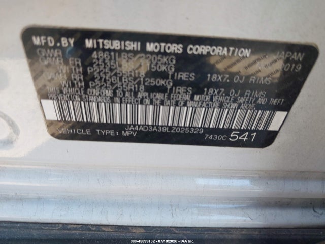 Aukcja sprzedaży 2020 Mitsubishi Outlander Sel 2.4, vin: JA4AD3A39LZ025329, numer aukcji: 45599132