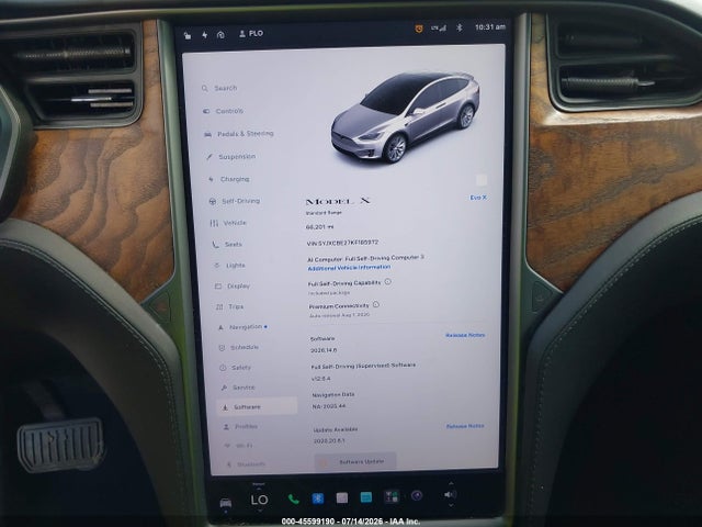 Продаж на аукціоні авто 2019 Tesla Model X 100d/75d/long Range, vin: 5YJXCBE27KF185972, номер лоту: 45599190