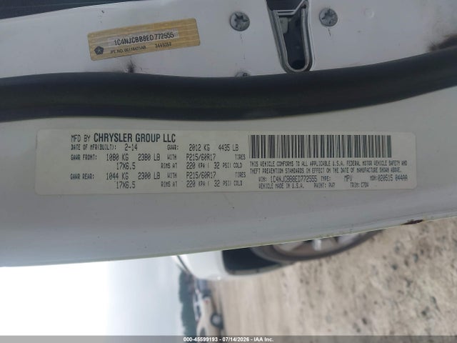 Jeep Compass Sport 2014 1C4NJCBB8ED772555 Image 9