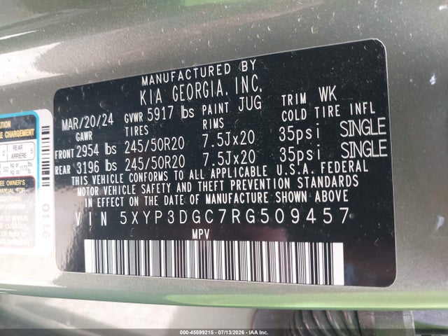 Продаж на аукціоні авто 2024 Kia Telluride Ex X-line, vin: 5XYP3DGC7RG509457, номер лоту: 45599215
