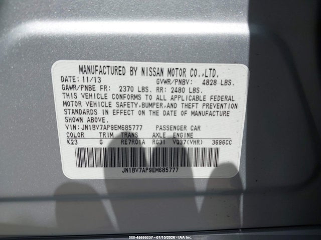 Aukcja sprzedaży 2014 Infiniti Q50 Sport, vin: JN1BV7AP9EM685777, numer aukcji: 45599237