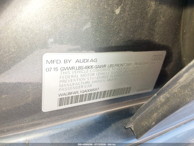 Продаж на аукціоні авто 2016 Audi A4 Premium, vin: WAUBFAFL1GA006597, номер лоту: 45599299