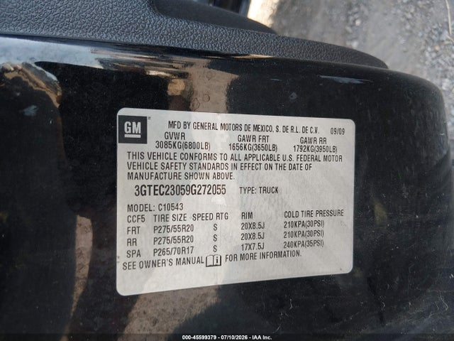 Aukcja sprzedaży 2009 Gmc Sierra 1500 Sle, vin: 3GTEC23059G272055, numer aukcji: 45599379