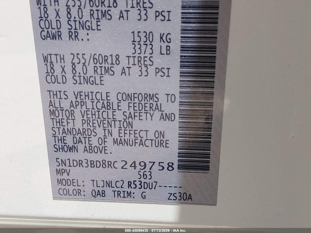Nissan Pathfinder Sv 4wd 2024 5N1DR3BD8RC249758 Image 9