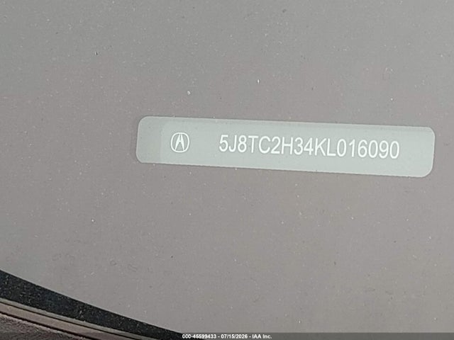 Aukcja sprzedaży 2019 Acura Rdx Standard, vin: 5J8TC2H34KL016090, numer aukcji: 45599433