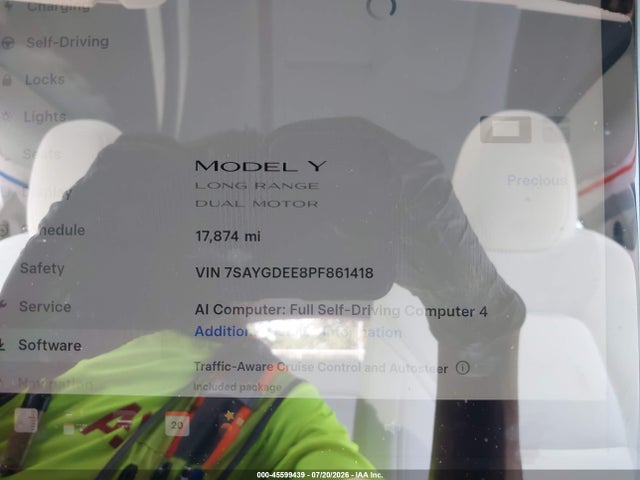 Aukcja sprzedaży 2023 Tesla Model Y Awd/long Range Dual Motor All-wheel Drive, vin: 7SAYGDEE8PF861418, numer aukcji: 45599439