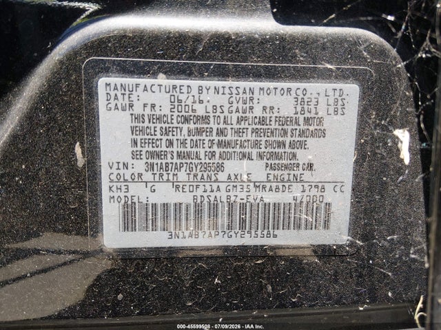 Nissan SENTRA S 2016 3N1AB7AP7GY295586 Image 9